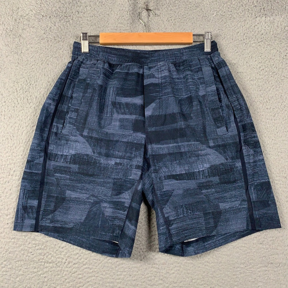 Lululemon Pace Breaker Shorts Mens Medium M Blue Abstract Lined Running Athletic